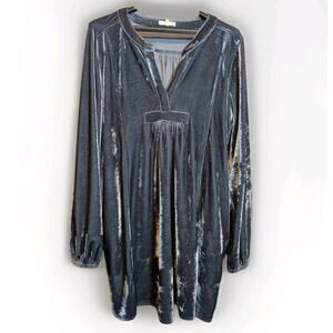 Easel Silver Velvet Tunic Dress Womens Medium Boho Lined Loose Fit